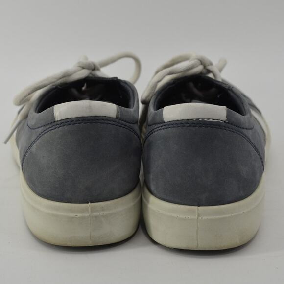 ECCO Soft Gray-Blue White Sneakers Lace Up Mens Leather SZ 7 - Picture 6 of 10